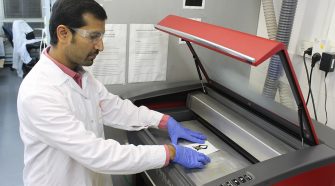 Fabrication of laser-induced graphene using Laser cutting machine.