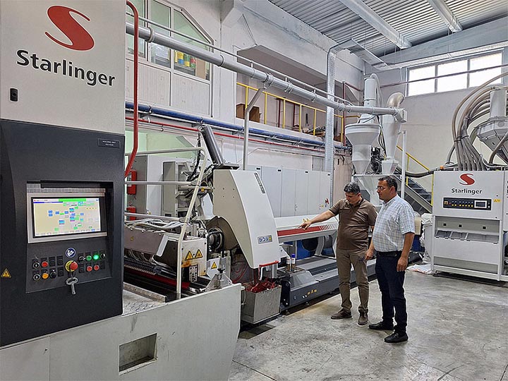 Starlinger tape extrusion line with eqoCLEAN melt filter at Prof Sentetik, in Gaziantep, Turkey. Photo courtesy Starlinger