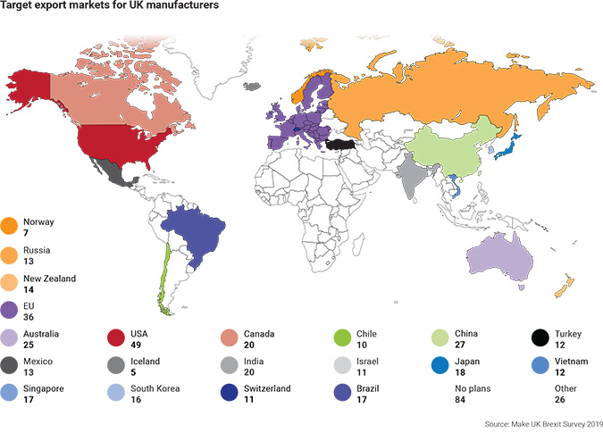 Map of U.K. target export countries