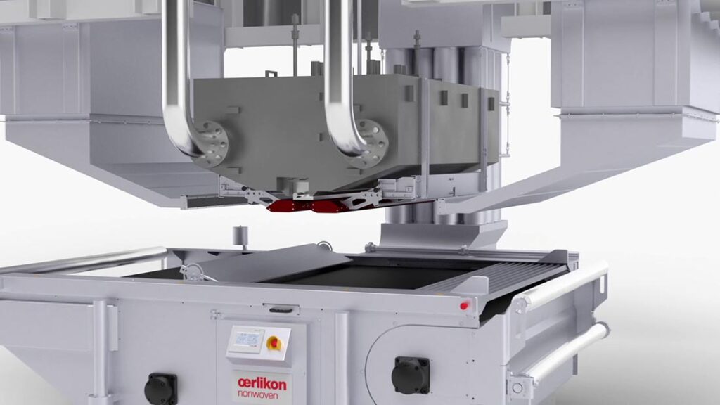 Oerlikon Nonwoven received the Filtrex Innovation Award for its HycuTEC inline charging technology for meltblown nonwovens. Photo courtesy of Oerlikon