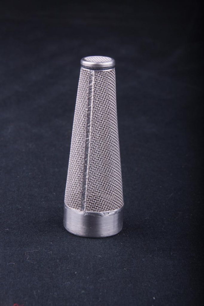 Metal mesh filter with additive manufactured supports and fixing. Photo courtesy of Croft