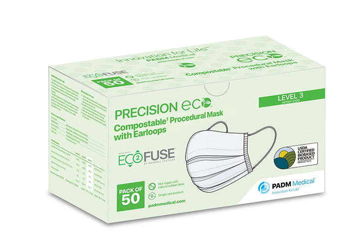 ECOFUSE™ is 82% of the raw material in PADM Medical’s PRECISION ECO™ procedural mask.