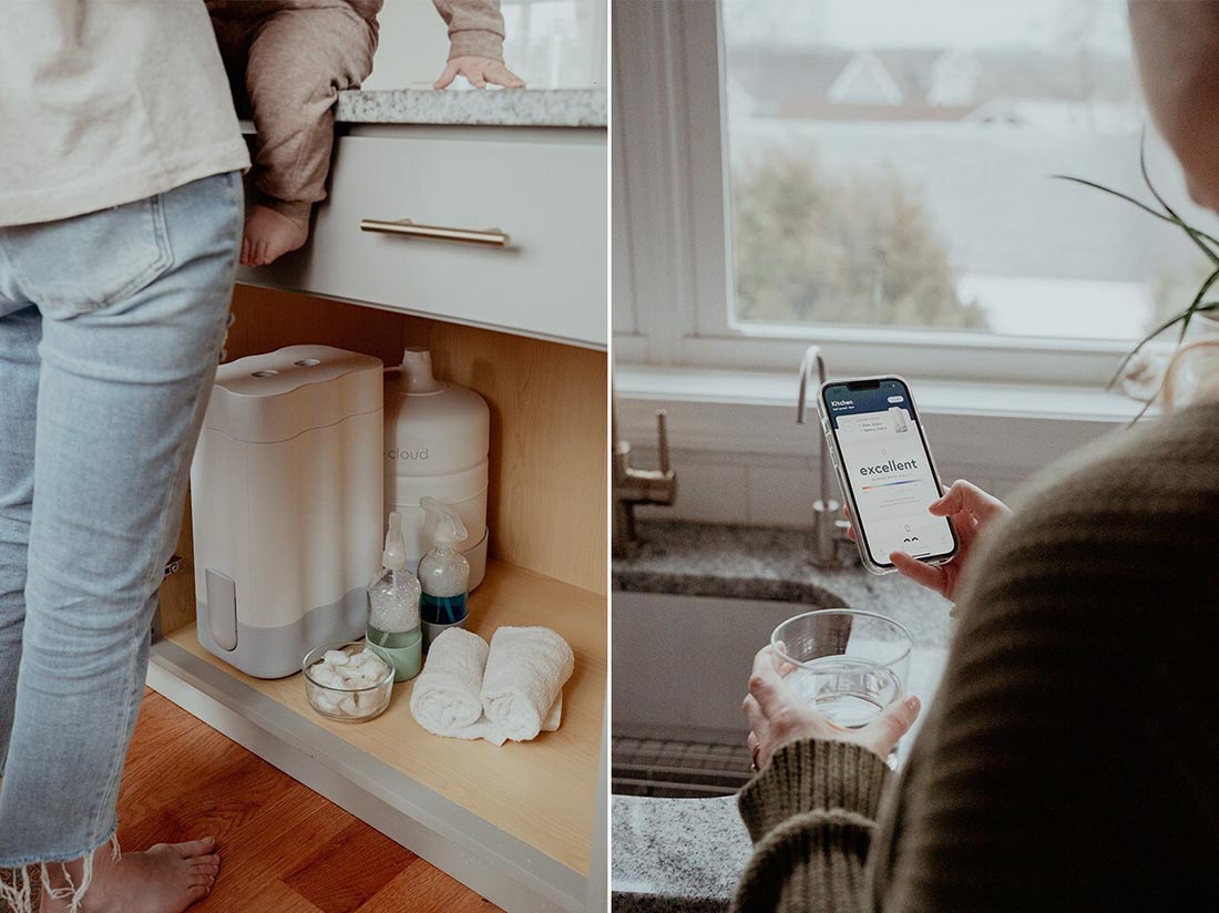 Cloud RO lives under your sink and connects to your phone via the Cloud app.