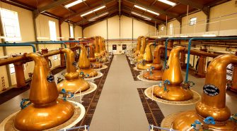 Copper stills at Glennfiddich in Dufftown.