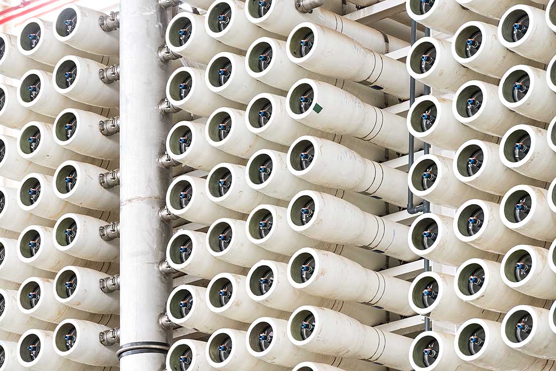 The reverse osmosis equipment in a desalination plant. Photo courtesy of Stockphoto/tifonimages