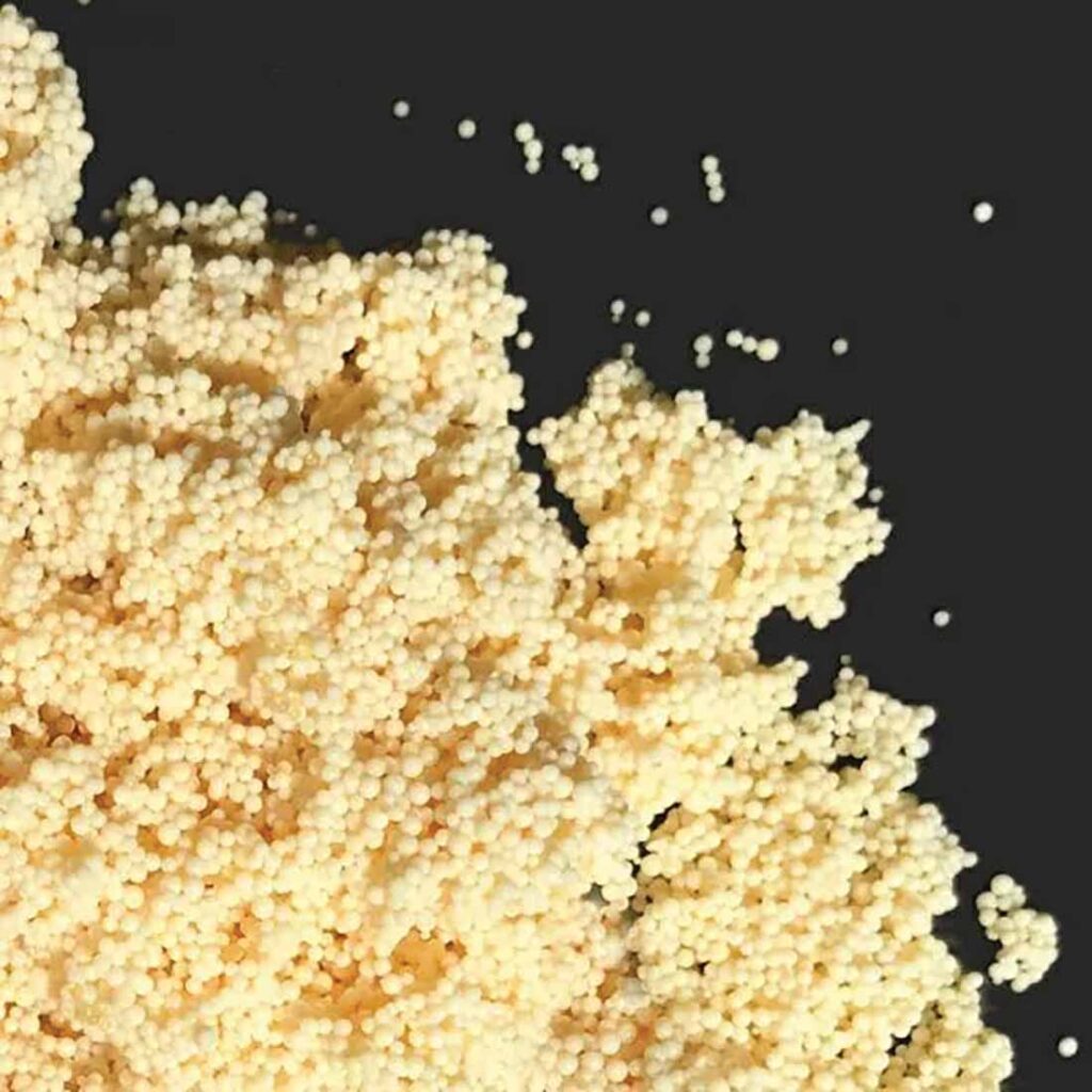 Ion exchange resins are synthetic polymers designed to remove charged species from water. Photo courtesy of Jacobi Group