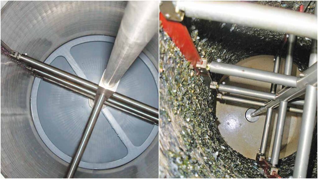 Scraper strainers allow the solids to accumulate at the bottom of the vessel, where the blowdown valve will open periodically to clear them out. Photo courtesy of Acme Engineering Products Inc.