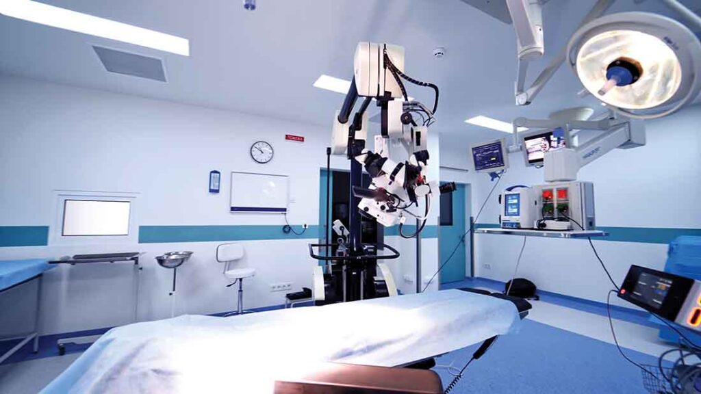 Operating theatre with an exhaust ventilation system. Photo courtesy of Talamon