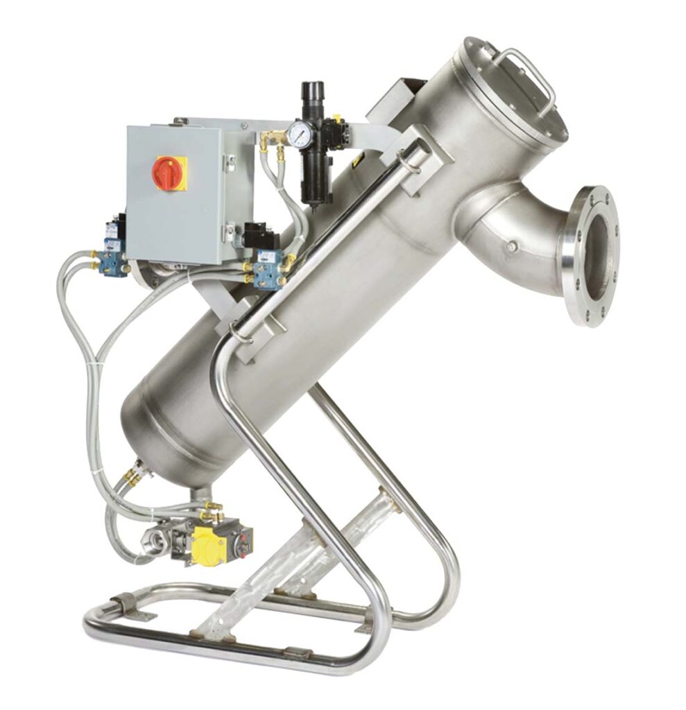 MCS-500 mechanically-cleaned strainers are designed with durable stainless-steel screens from 15 microns to ¼-inch perforations to handle a wide range of particle sizes and types. Photo courtesy of Eaton