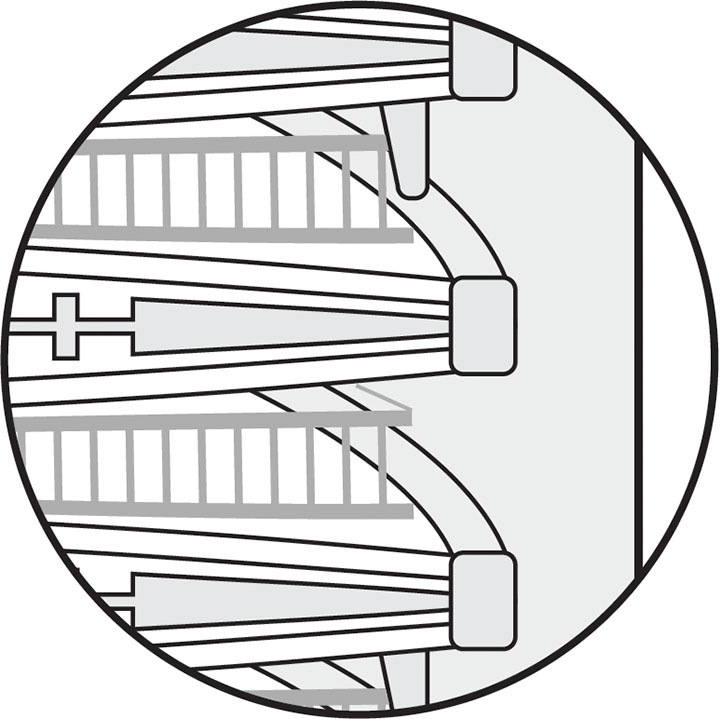 Figure 1b. Detailed view of the reinforced design of the BECODISC R+ backflushable stacked disc cartridge.